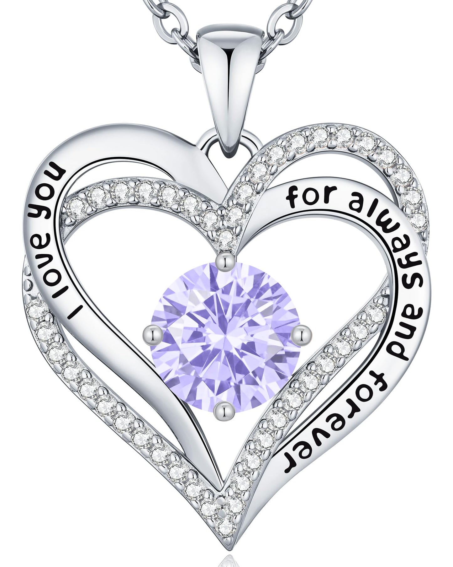 CDE Forever Love Heart Necklaces for Women, Wedding Anniversary, Valentine's，Birthday Mothers Christmas Day Gifts for Mom, Mother, Wife, S925 Silver Jewelry with Birthstone Pendant