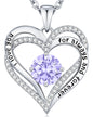 CDE Forever Love Heart Necklaces for Women, Wedding Anniversary, Valentine's，Birthday Mothers Christmas Day Gifts for Mom, Mother, Wife, S925 Silver Jewelry with Birthstone Pendant