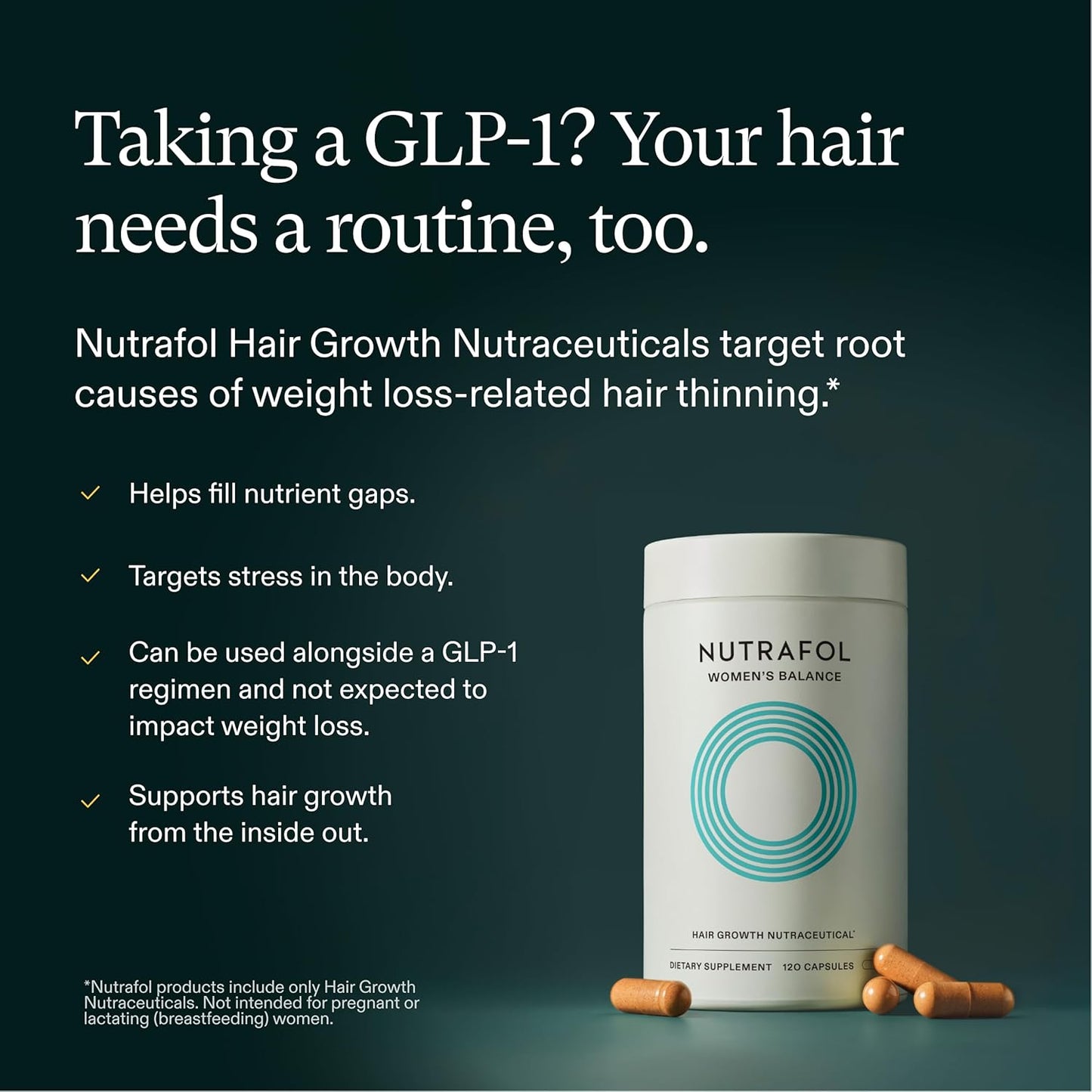 Nutrafol Women's Balance Hair Growth Supplements, Ages 45 and Up, Clinically Tested for Visibly Thicker Hair and Scalp Coverage, Dermatologist Recommended - 1 Month Supply