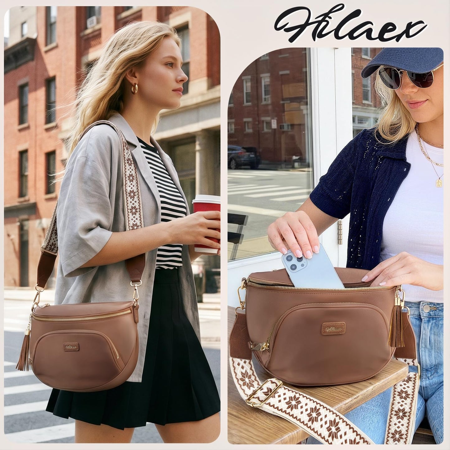 Checkered Crossbody Bag Anti Theft Spacious Bum Bags for Women Nylon Fanny Packs Lightweight Purse Wallet for Travel