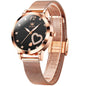 OLEVS Women's Small Wrist Rose Gold Tone Watch - Cute Diamond Heart Arabic Numerals Dial, Fashion Waterproof Mesh Bracelet Analog Dress for Ladies