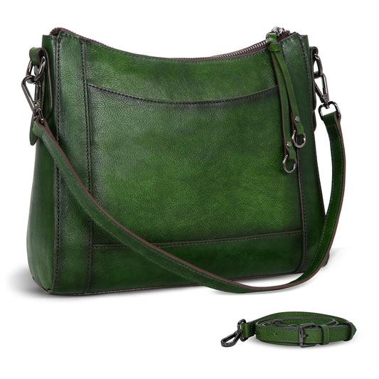 Iswee Leather Crossbody Bags for Women Shoulder Purse Medium Hobo Genuine Leather Satchel Purses and Handbags
