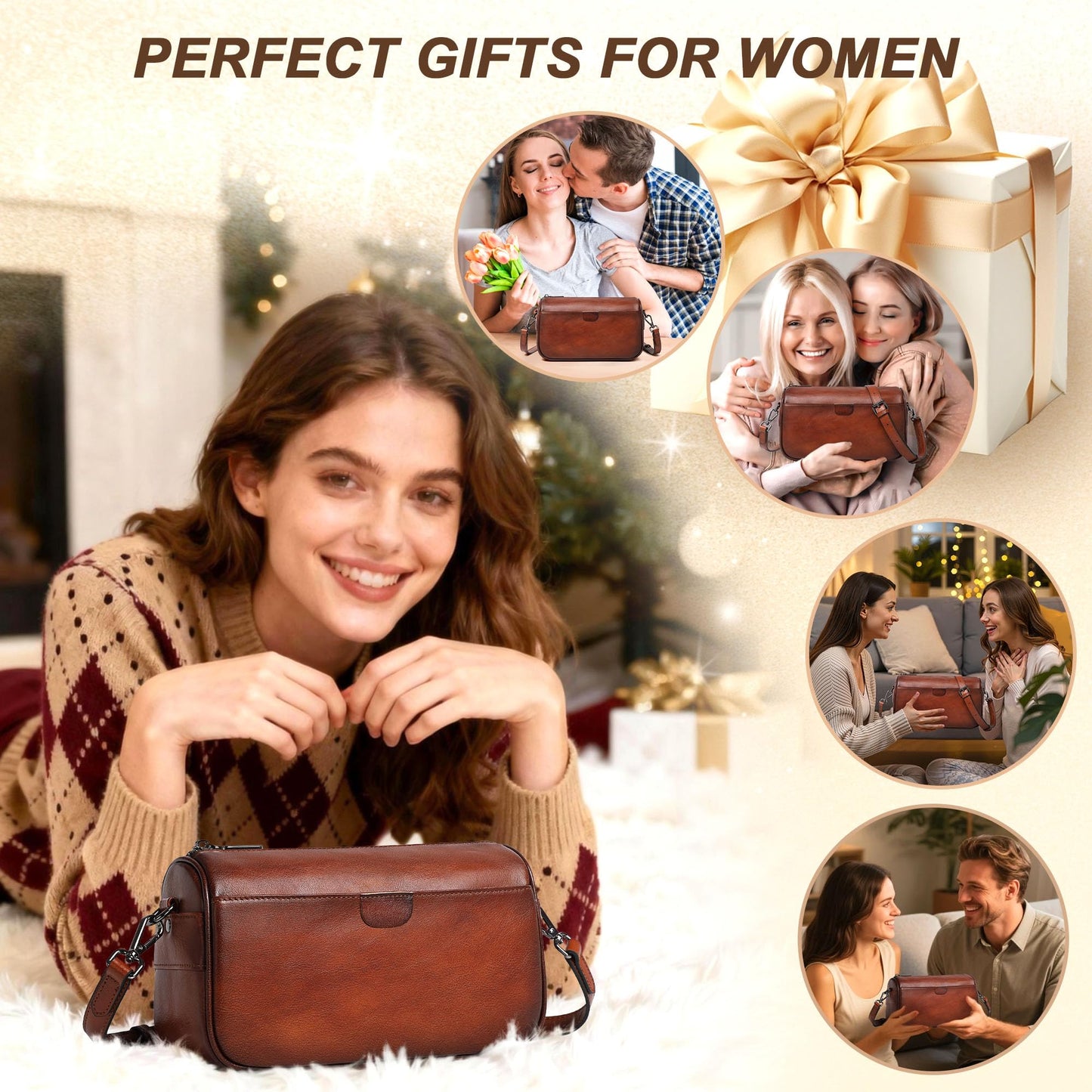 Genuine Leather Crossbody Purses Bag,Travel Casual Handbag,Small Shoulder Cross body Purse Trendy Gifts for Women