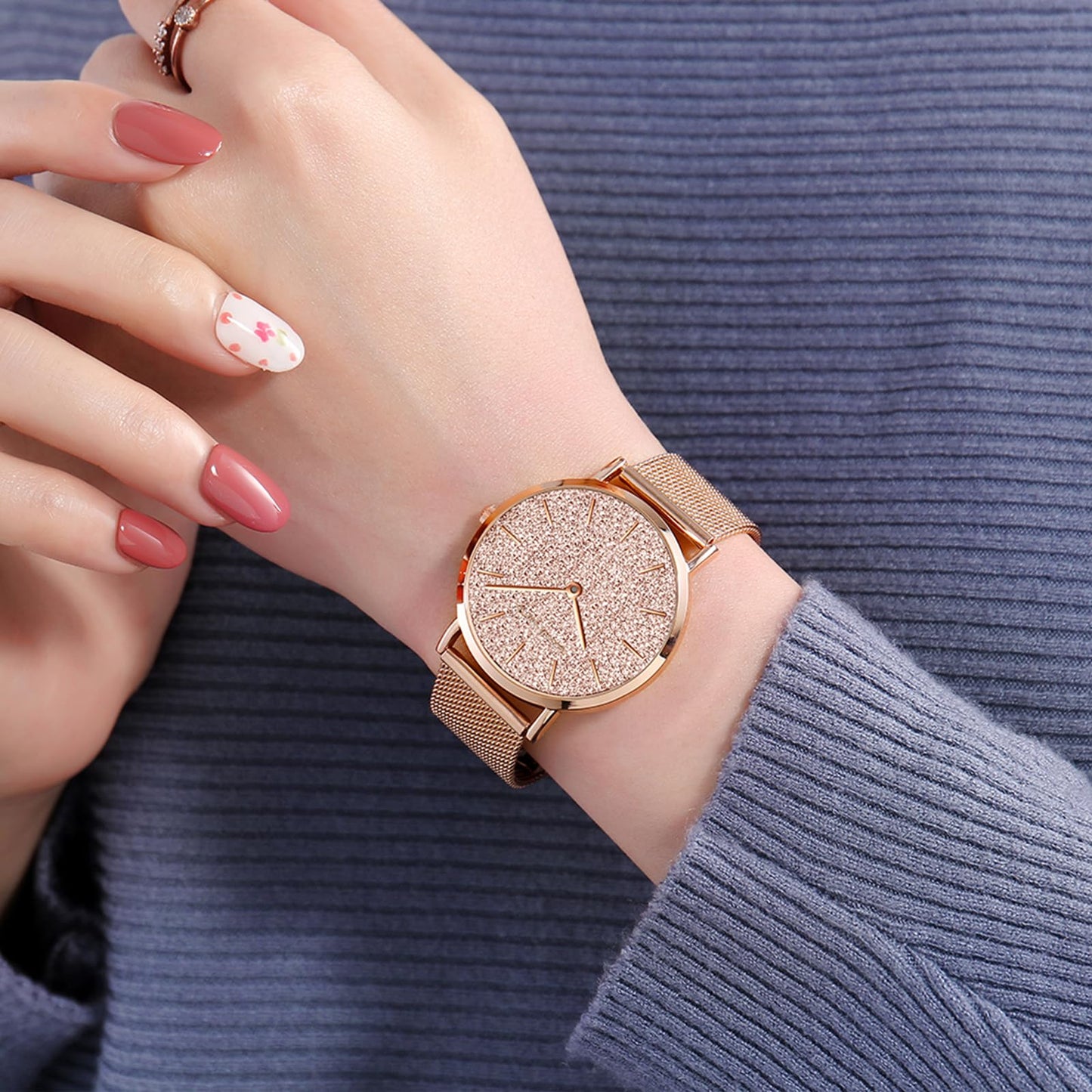 HANNAH MARTIN Watches for Women Analog Women's Watch with Stainless Steel Expansion Band Minimalist Slim Dial 30M Waterproof Ladies Dress Wristwatch for Casual Daily Business