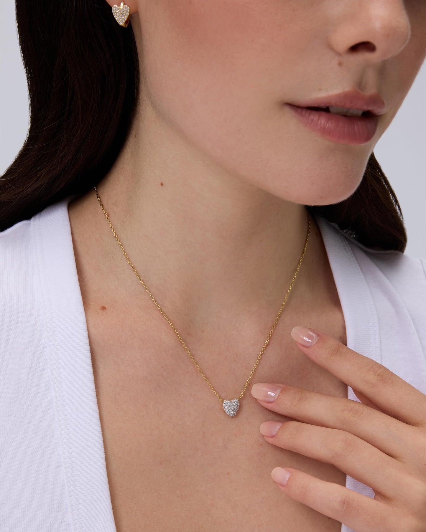 PAVOI 14K Gold Plated Cubic Zirconia Heart Necklace | Cute Dainty Love Pendant Necklaces for Women - Valentines Day Trendy Jewelry