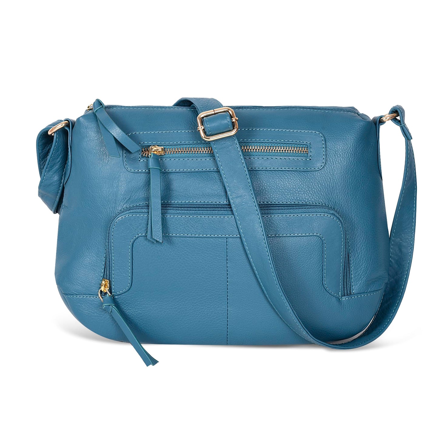 Oak Leathers Women's Crossbody Bag - Genuine Leather Crossover Shoulder Purse With Adjustable Sling Strap - Medium Size