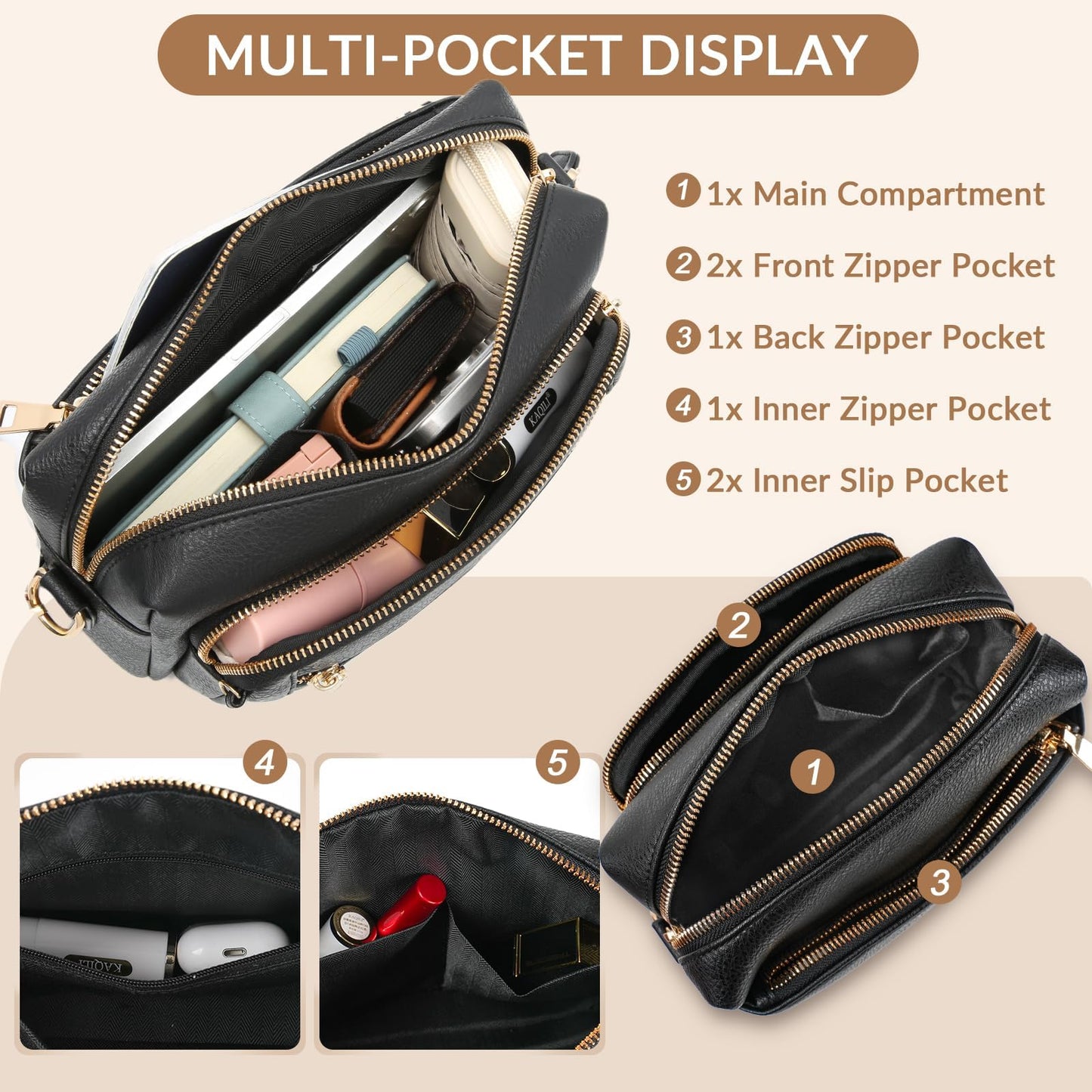 Checkered Crossbody Bag Anti Theft Spacious Bum Bags for Women Nylon Fanny Packs Lightweight Purse Wallet for Travel