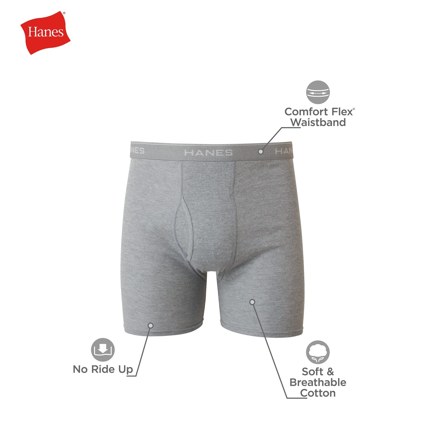 Hanes Men Hanes Boxer Briefs, Cool Dri Moisture-Wicking Underwear, Cotton No-Ride-up for Men, 6 Pack - Striped Assorted, Multi-Packs Available XXL