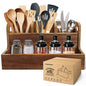 LAGOUPICK Wooden Kitchen Utensil Holder Organizer