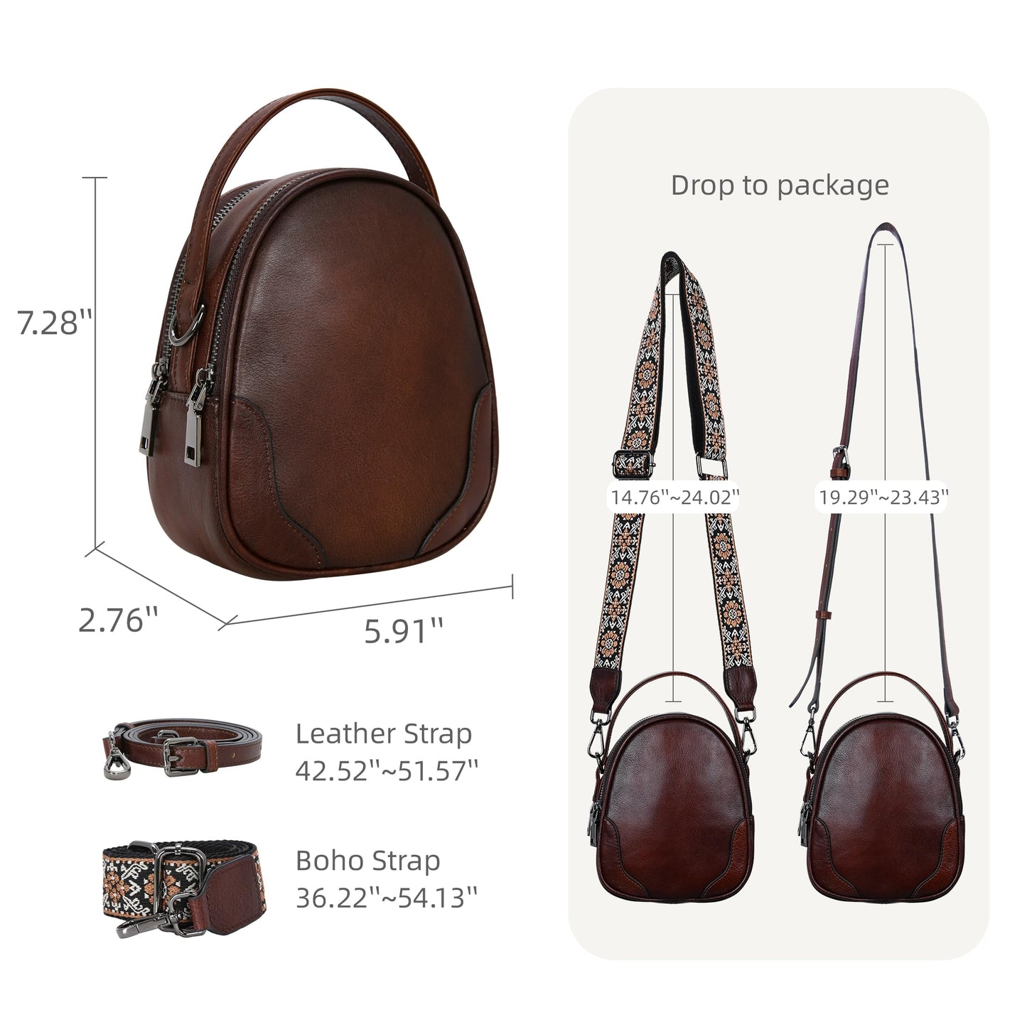 Iswee Small Crossbody Bag for Women Small Leather Shoulder Purse Phone Bag | Designer Satchel Handbags Ladies Pocketbooks with 2 Adjustable Strap 3-Way Carry Multi-pocket Organizer Mini Bag