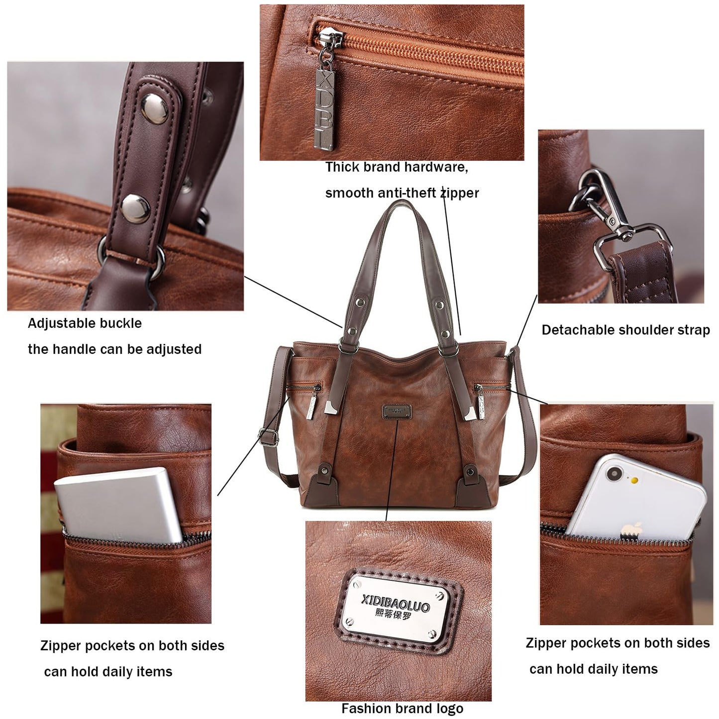 Handbags and Purses for women Vegan Leather Tote Bag for Women Satchel Shoulder Bags Travel Purse with Compartments