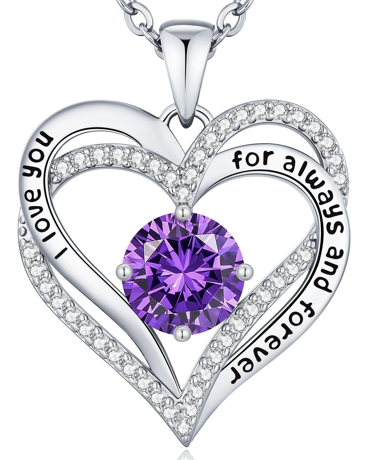 CDE Forever Love Heart Necklaces for Women, Wedding Anniversary, Valentine's，Birthday Mothers Christmas Day Gifts for Mom, Mother, Wife, S925 Silver Jewelry with Birthstone Pendant