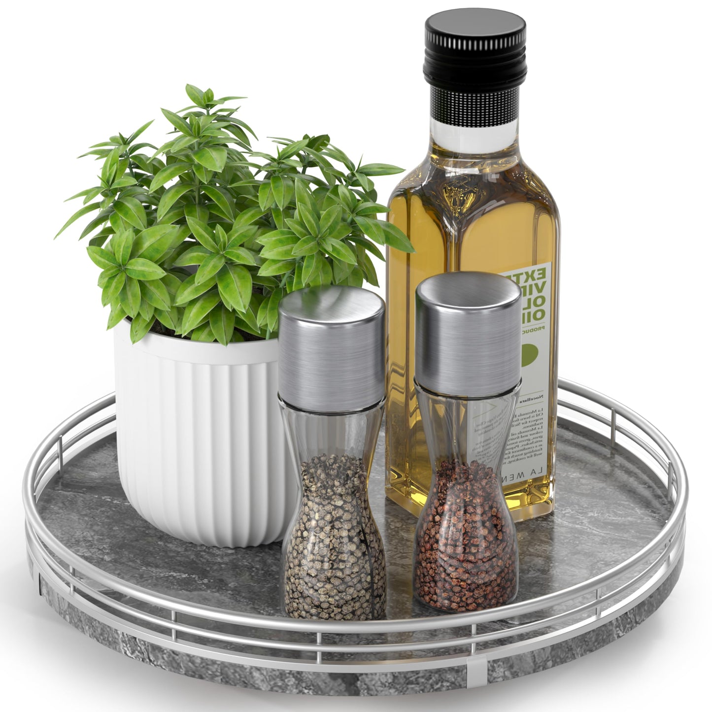 AMH Lazy Susan Wooden Organizer for Table Top