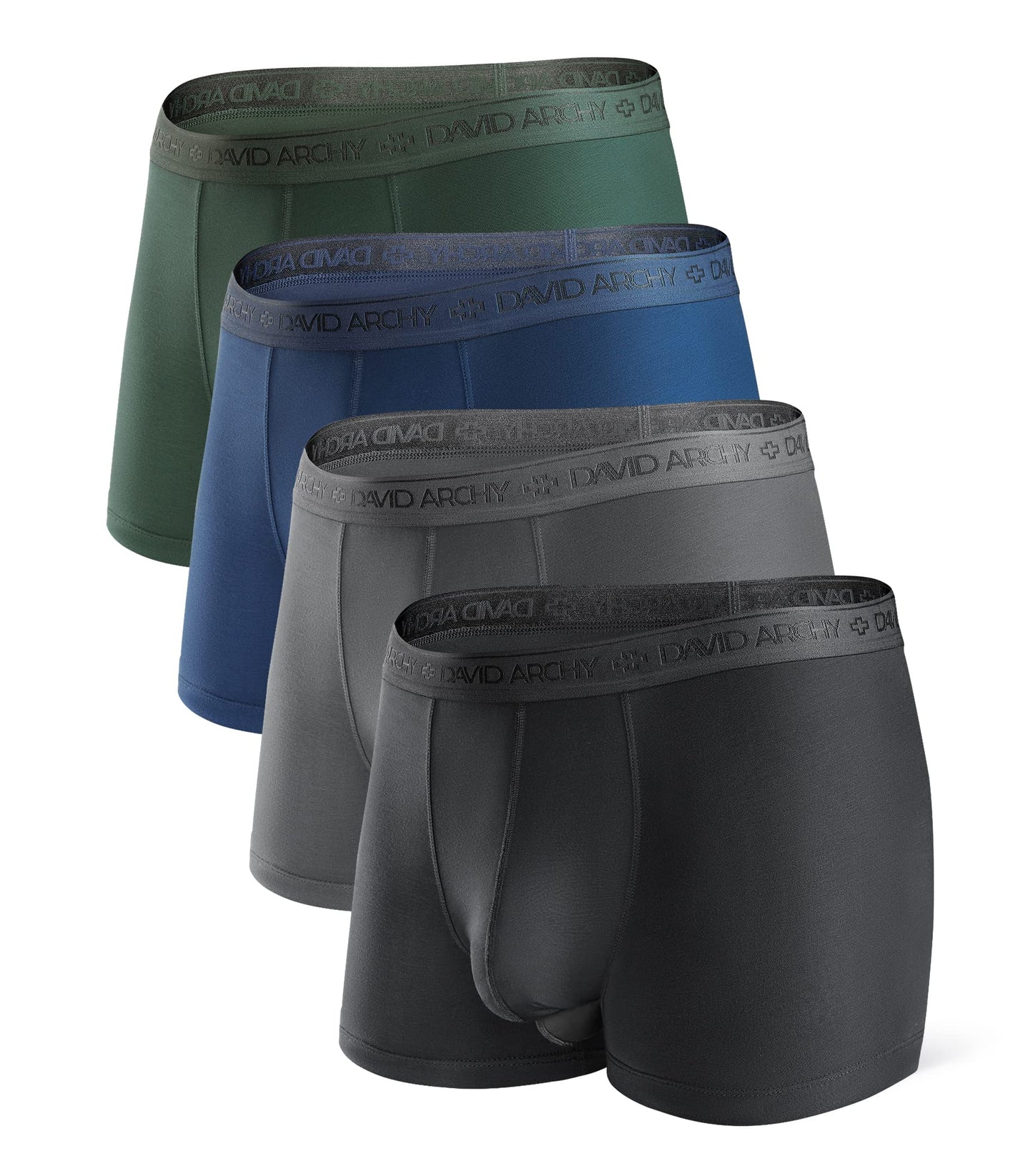 DAVID ARCHY Men's Underwear Modal Boxer Briefs Trunks Multi-Pack | Dual Pouch with Fly, Ultra Soft Second Skin Feel, Breathable Stretch Spandex, Anti Chafing, Daily Lounging Work Travel