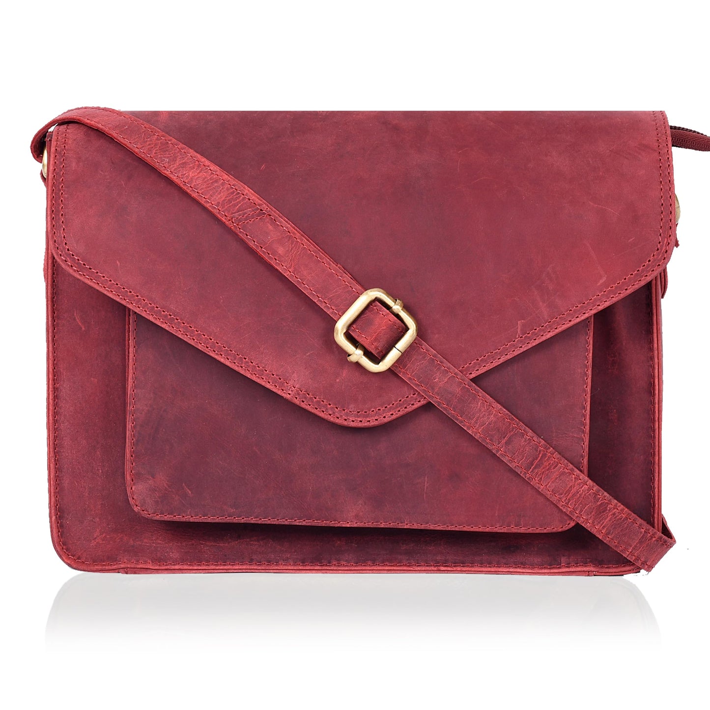 Leather Flapover Crossbody Handbag Purse for Women with Adjustable Strap & Overflap Snap Closure Tote/Bag