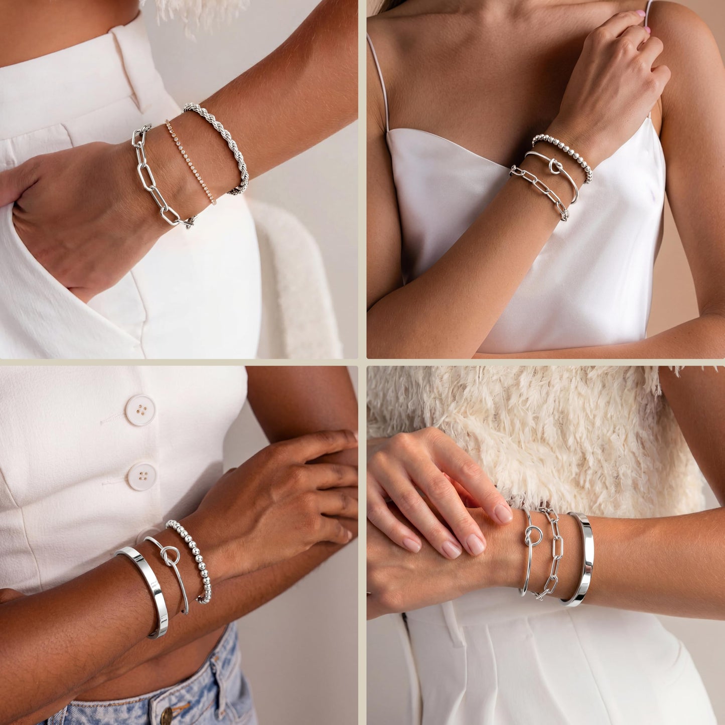 Jewelry Gold Bracelets Set for Women Non Tarnish, Waterproof 14K Gold Plated Sterling Silver Chunky Cuff Bracelet Stackable Gold Bangles Bracelet for Women Trendy Fashion Accessories Tie Knot Cuban Rope Paperclip Beaded Bracelet Stack