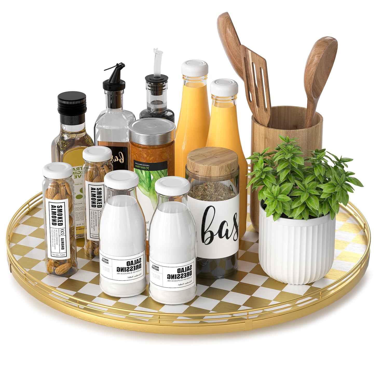 AMH Lazy Susan Wooden Organizer for Table Top