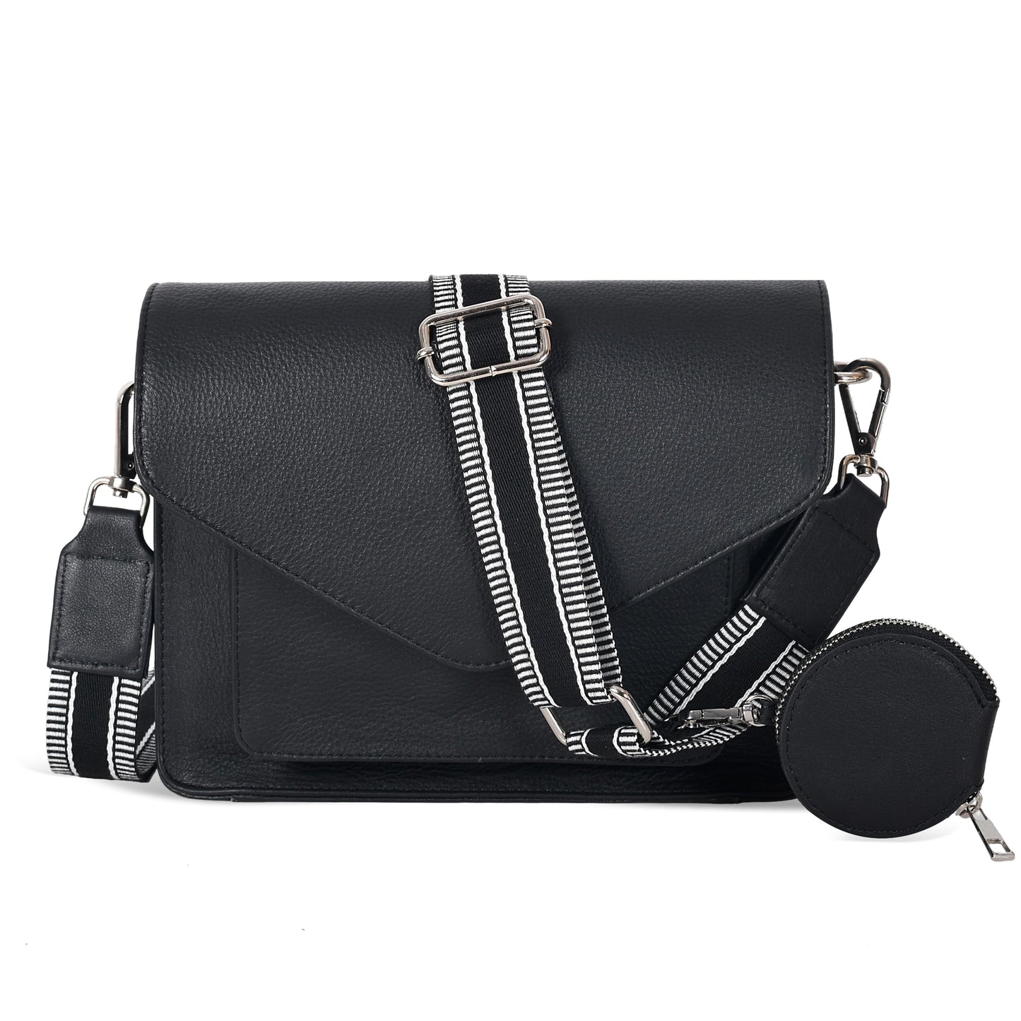 Leather Flapover Crossbody Handbag Purse for Women with Adjustable Strap & Overflap Snap Closure Tote/Bag