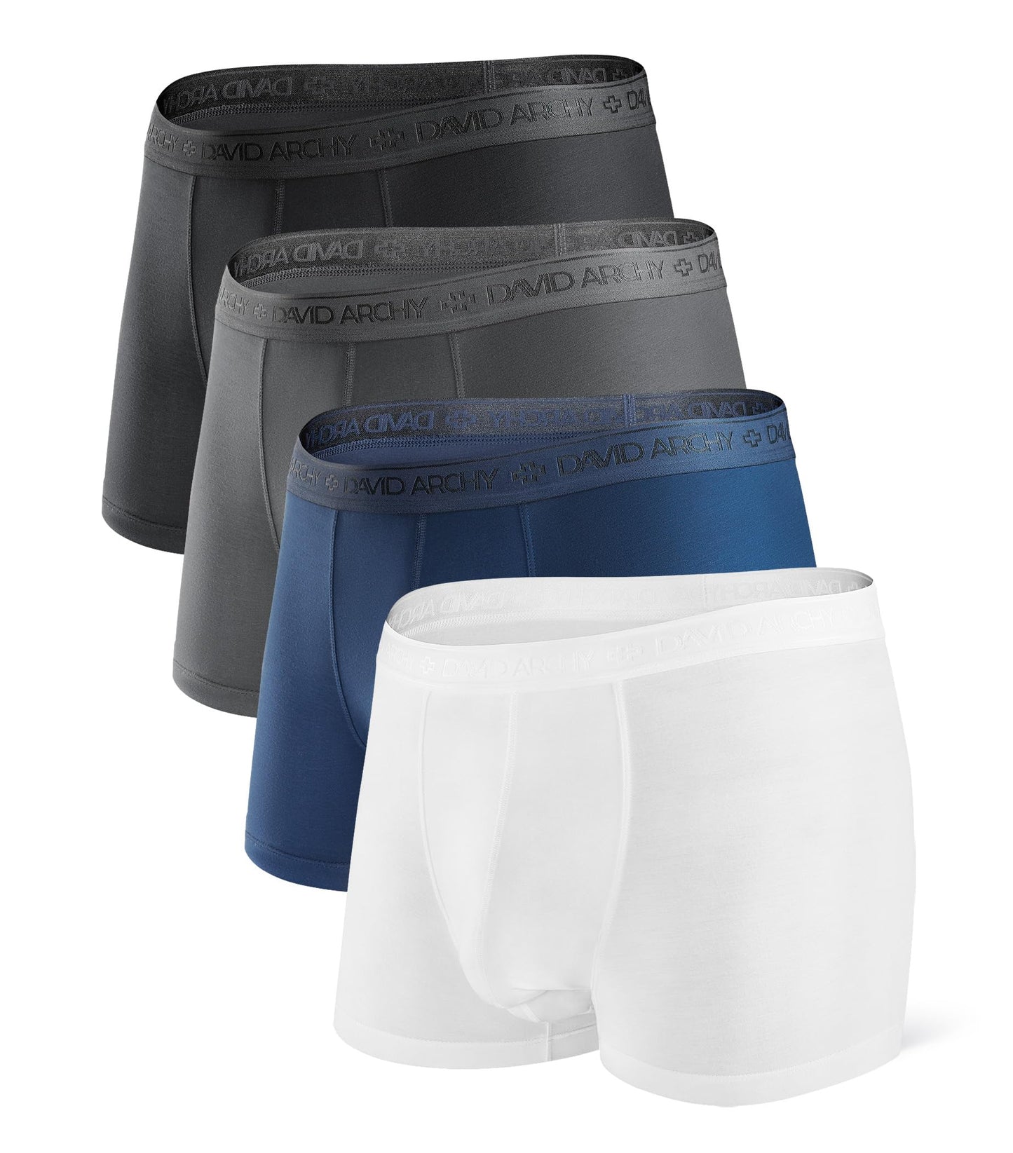 DAVID ARCHY Men's Underwear Modal Boxer Briefs Trunks Multi-Pack | Dual Pouch with Fly, Ultra Soft Second Skin Feel, Breathable Stretch Spandex, Anti Chafing, Daily Lounging Work Travel