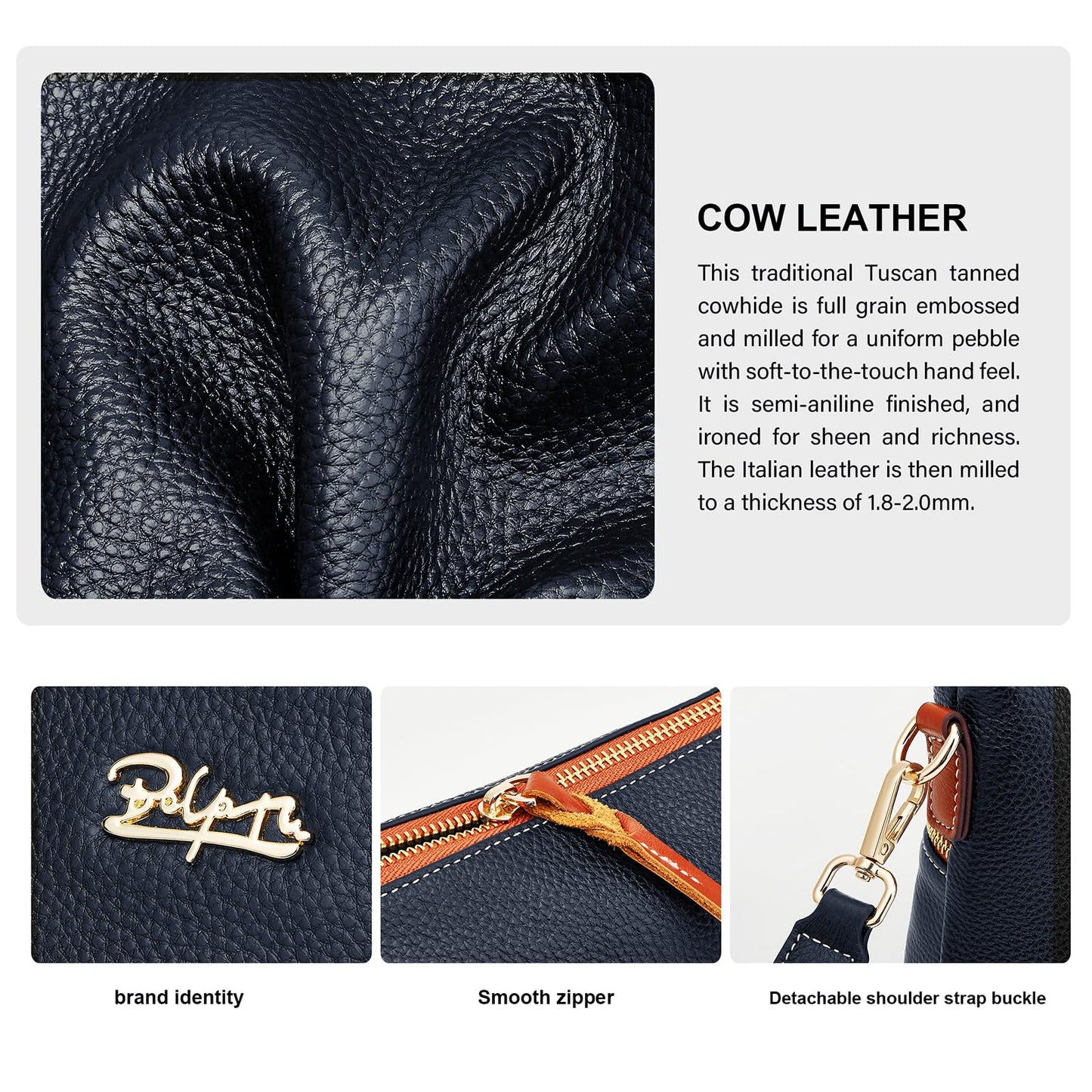 BOYATU Leather Crossbody Bag for Women: Designer Shoulder Purse for Travel - Trendy Genuine Leather Handbag for Everyday