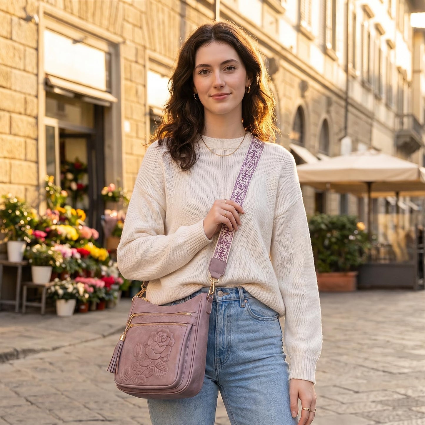 Crossbody Bags for Women, Vegan Leather Crossbody Purse, Multiple Pocket Daily Travel Shoulder Bag with Boho Strap