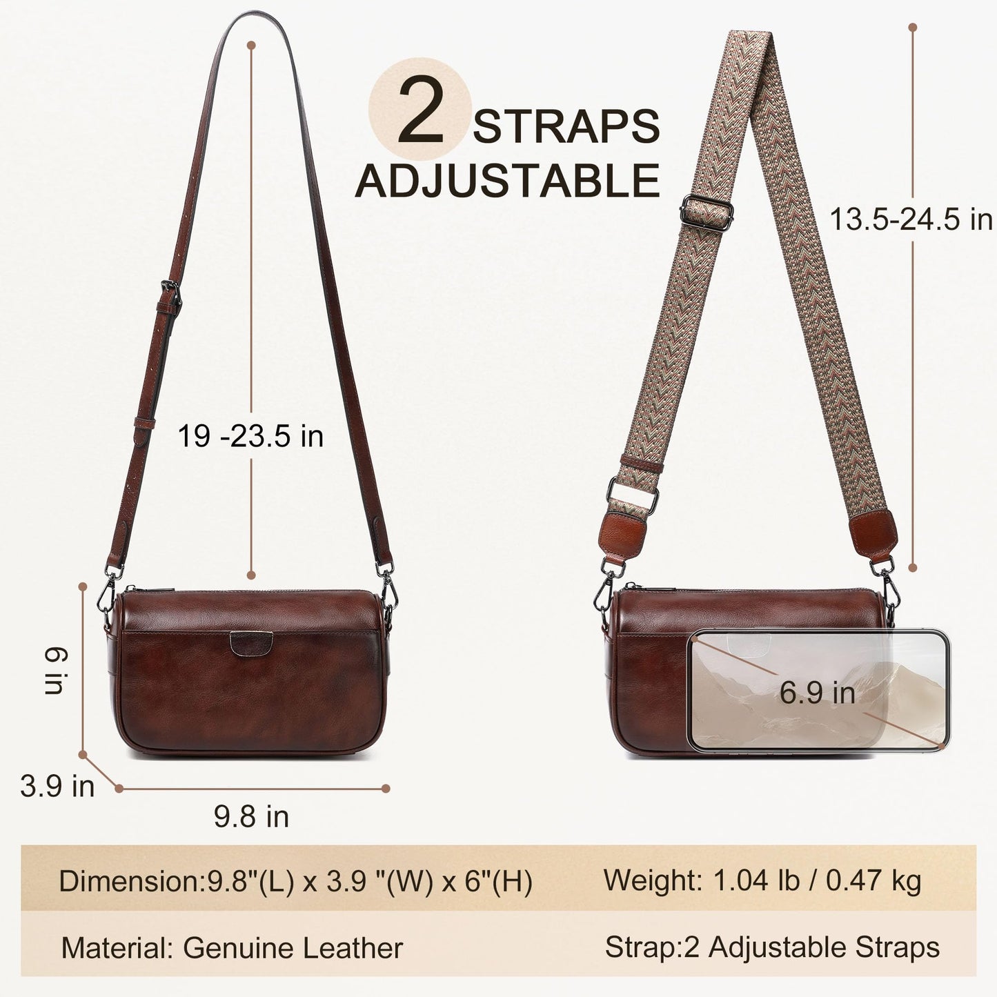 Genuine Leather Crossbody Purses Bag,Travel Casual Handbag,Small Shoulder Cross body Purse Trendy Gifts for Women