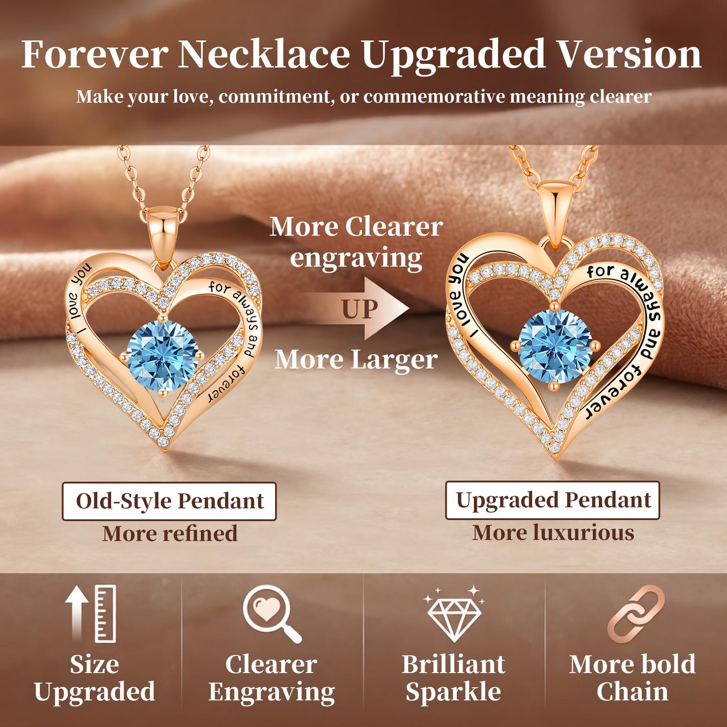 CDE Forever Love Heart Necklaces for Women, Wedding Anniversary, Valentine's，Birthday Mothers Christmas Day Gifts for Mom, Mother, Wife, S925 Silver Jewelry with Birthstone Pendant