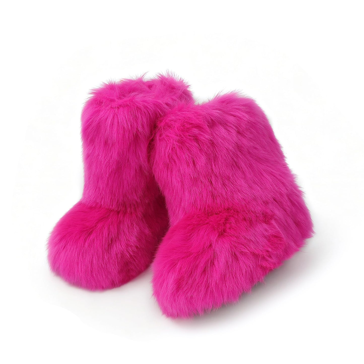 Wnshonzy Fur Boots for Women Snow Furry Fluffy Platform Flat Ankle Mini Boot Winter Round Toe Y2k Comfortable Mid-Calf Short Outdoor 2025