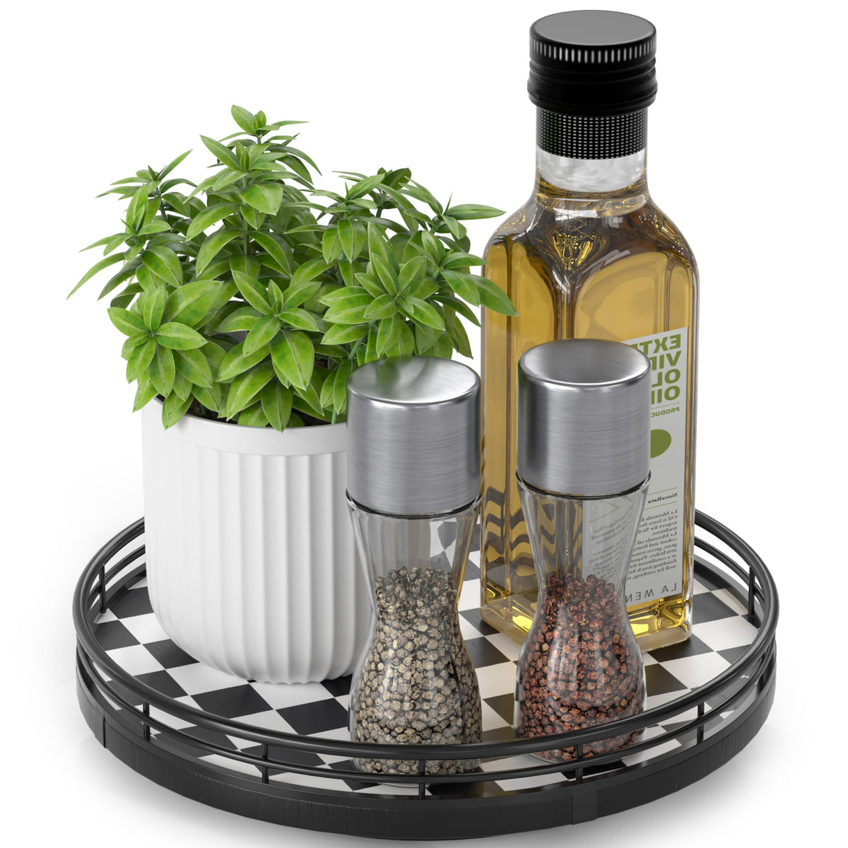 AMH Lazy Susan Wooden Organizer for Table Top