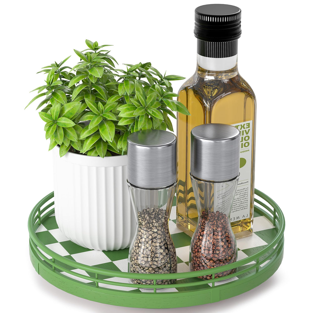 AMH Lazy Susan Wooden Organizer for Table Top