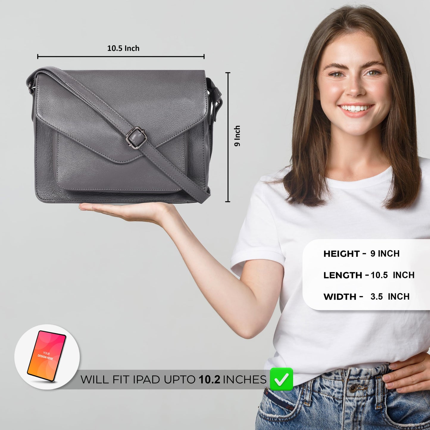 Leather Flapover Crossbody Handbag Purse for Women with Adjustable Strap & Overflap Snap Closure Tote/Bag