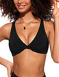 CRZ YOGA Twist Front Bikini Tops for Women - Padded V Neck Criss Cross Back Triangle Sexy Swim Bathing Suit Fuchsia Medium