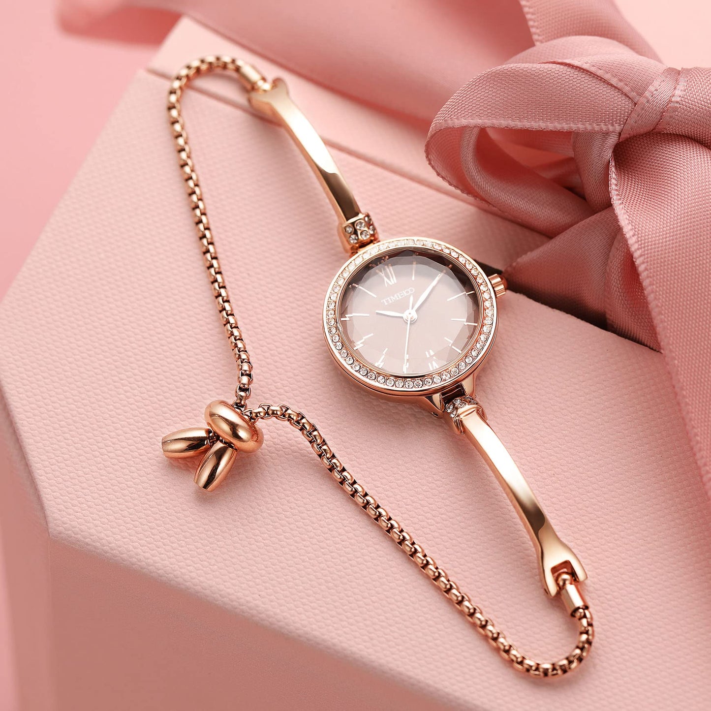 TIME100 Women's Bracelet Watches Ladies Quartz Wrist Watch with Green Dial Bezel with Crystals in Movement Bracelet Strap with Diamonds Waterproof