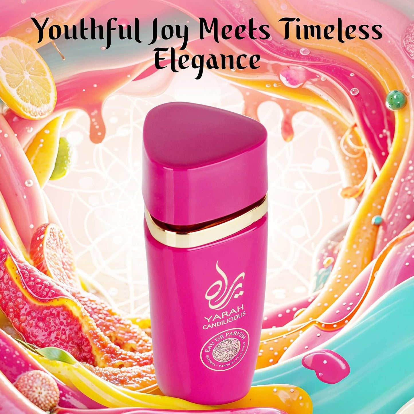 SAADAH Yarah Candilicious Eau De Parfum for Women 4.0 Fl.oz, 120ml Fruity Floral Gourmand Perfume, Sweet Strawberry Vanilla Cotton Candy, Gardenia Amber Musk, Long Lasting Luxury Fragrance