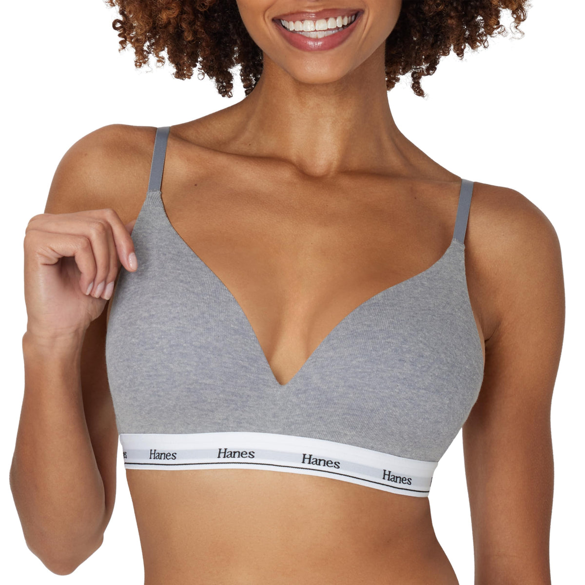 Hanes Women's Originals Contour Wireless Bra, Stretch Cotton T-Shirt Bra, Full Coverage Bra White