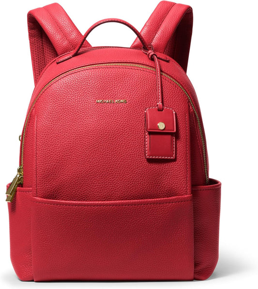 Michael Kors Sable Medium Backpack, Gold-Tone Hardware/Pebble Leather/Crimson