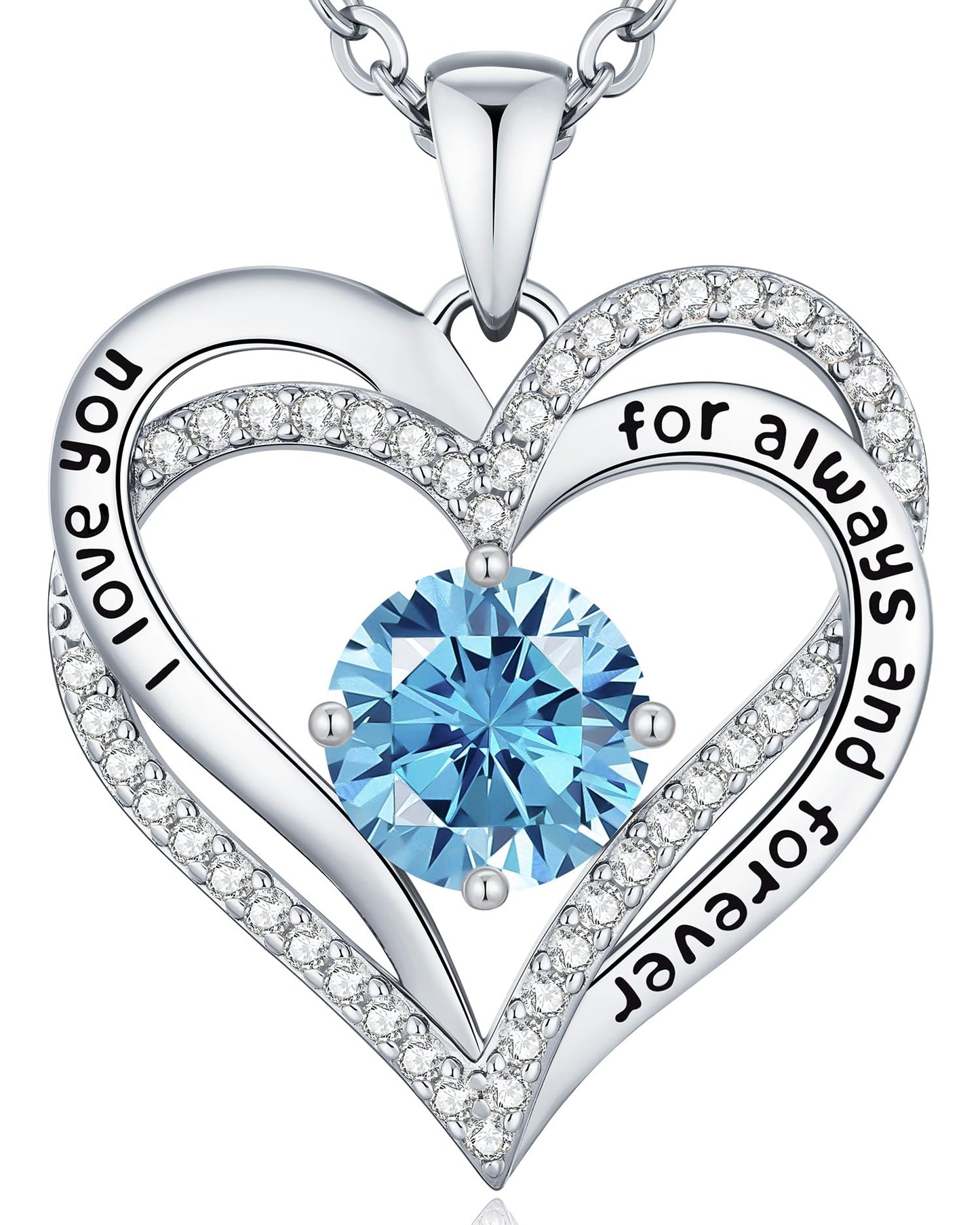 CDE Forever Love Heart Necklaces for Women, Wedding Anniversary, Valentine's，Birthday Mothers Christmas Day Gifts for Mom, Mother, Wife, S925 Silver Jewelry with Birthstone Pendant