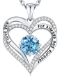 CDE Forever Love Heart Necklaces for Women, Wedding Anniversary, Valentine's，Birthday Mothers Christmas Day Gifts for Mom, Mother, Wife, S925 Silver Jewelry with Birthstone Pendant