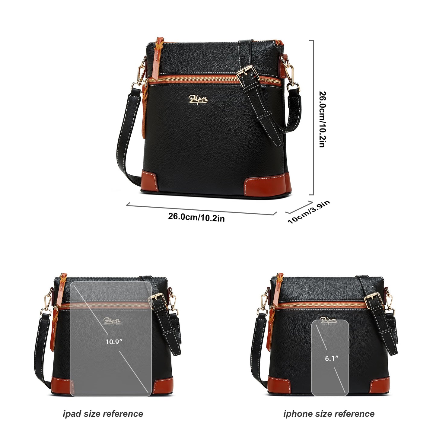 BOYATU Leather Crossbody Bag for Women: Designer Shoulder Purse for Travel - Trendy Genuine Leather Handbag for Everyday