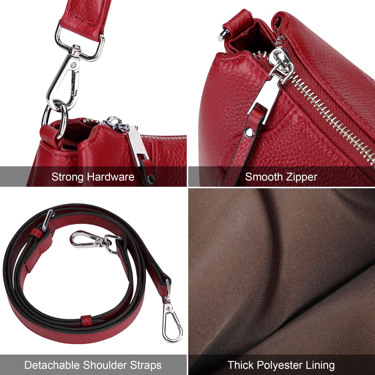 Over Earth Genuine Leather Small Hobo Crossbody Bags for Women Shoulder Purses and Handbags