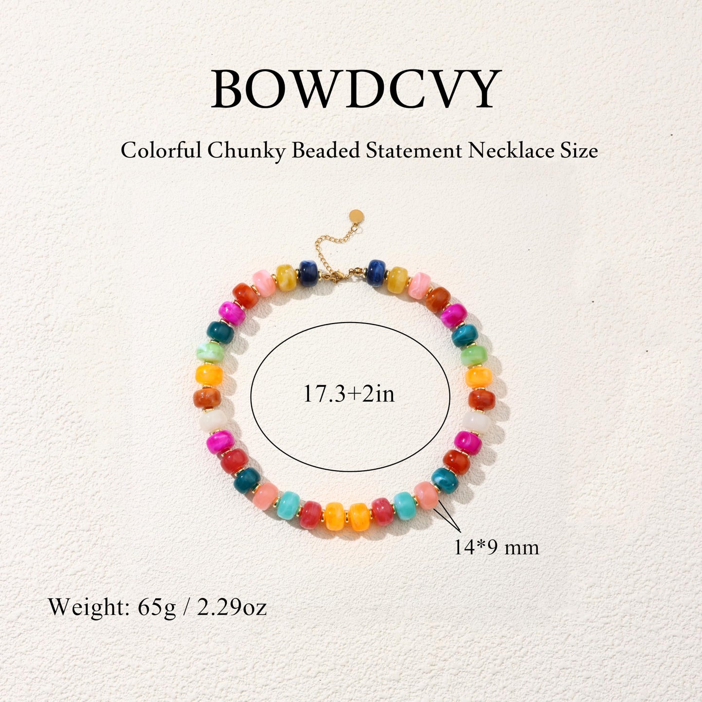 Chunky Beaded Statement Necklace for Women Trendy Colorful Boho Resin Bead Choker Necklaces Summer Handmade Jewelry Gifts Accessories