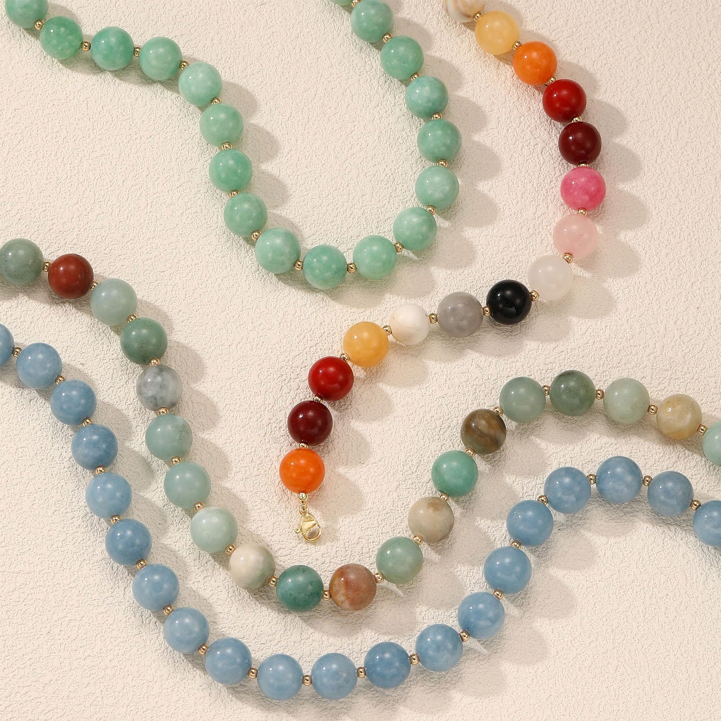 Colorful Beaded Necklace for Women Boho Statement Chunky Necklace Natural Stone Beads Gemstone Choker Necklaces Handmade Summer Beach Jewelry