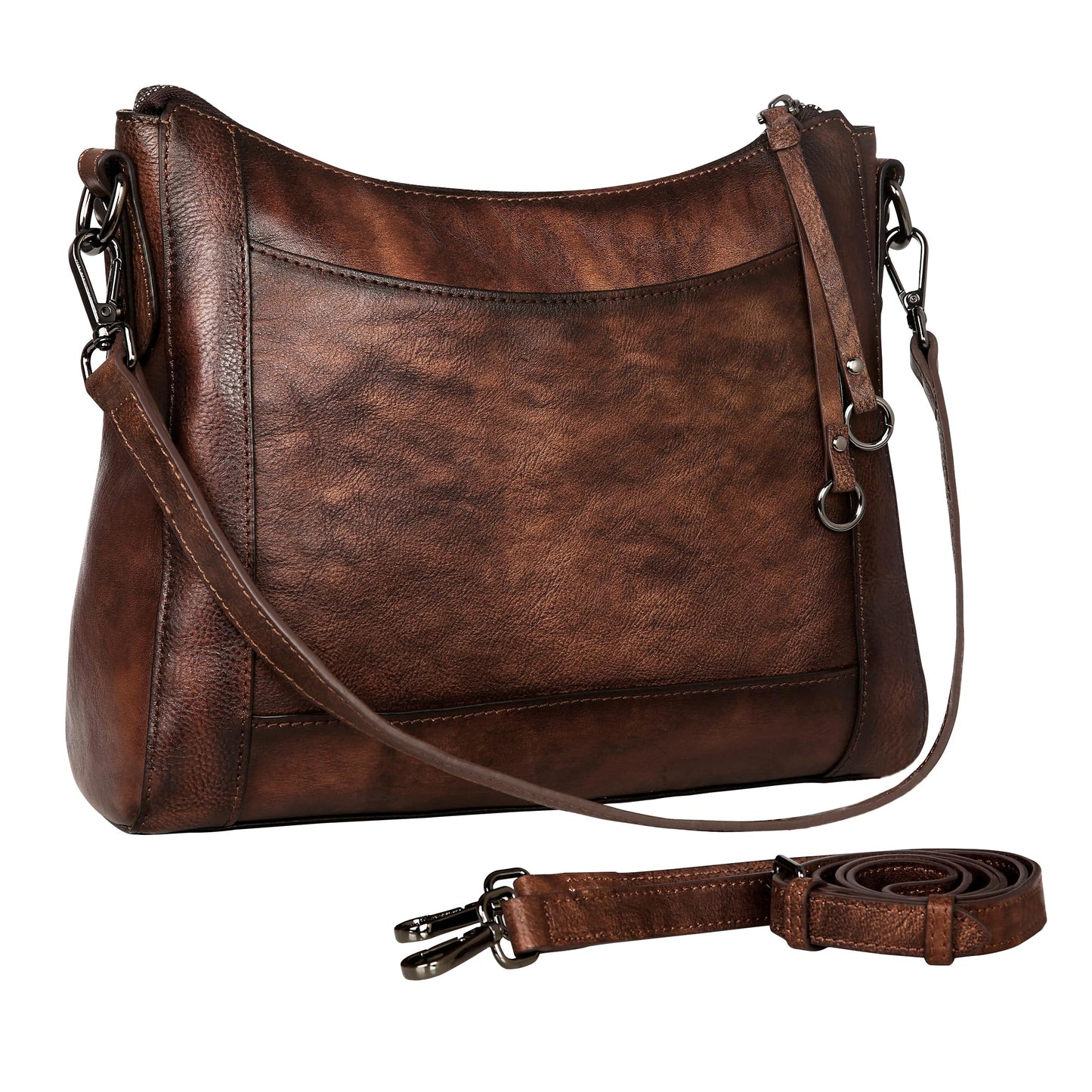Iswee Leather Crossbody Bags for Women Shoulder Purse Medium Hobo Genuine Leather Satchel Purses and Handbags