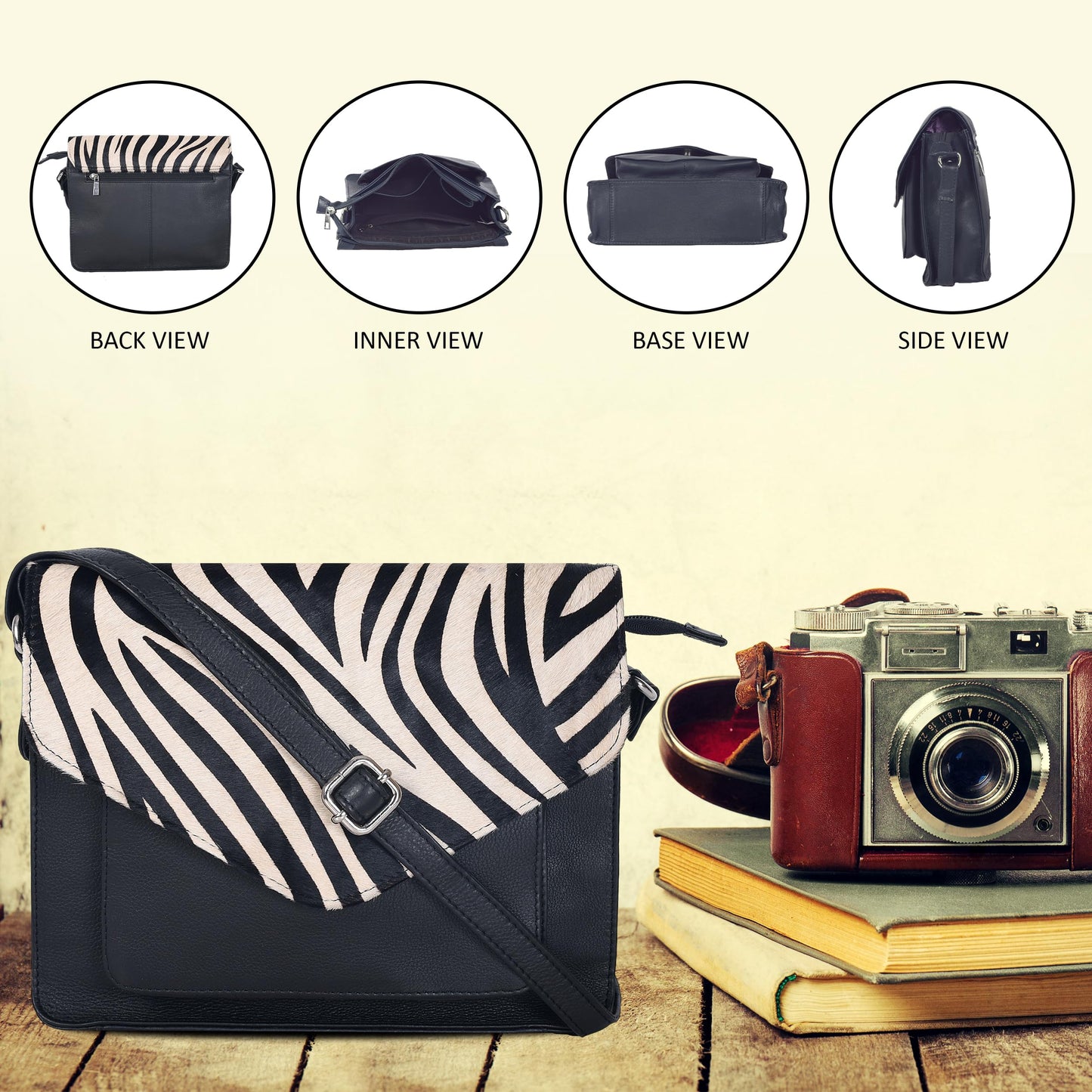 Leather Flapover Crossbody Handbag Purse for Women with Adjustable Strap & Overflap Snap Closure Tote/Bag