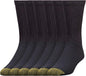 GOLDTOE Men's 656s Crew Athletic Socks, Multipairs, Black (6-Pairs), Large (Clearance)
