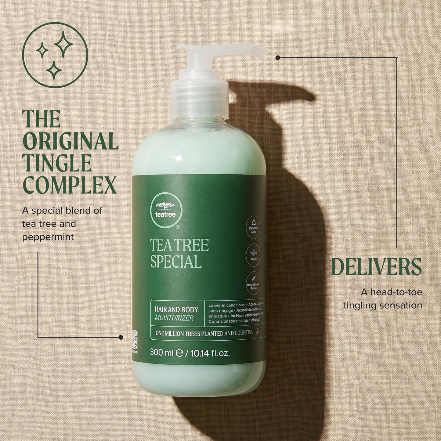 Tea Tree Hair and Body Moisturizer Leave-In Conditioner, Body Lotion, After-Shave Cream, For All Hair + Skin Types