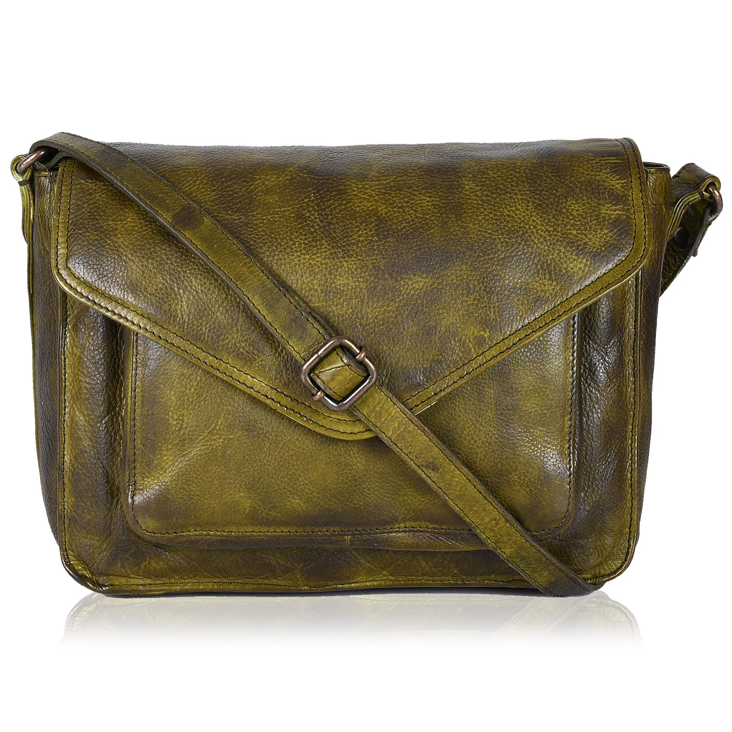 Leather Flapover Crossbody Handbag Purse for Women with Adjustable Strap & Overflap Snap Closure Tote/Bag