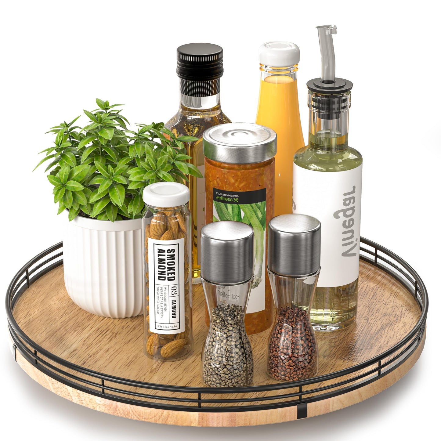 AMH Lazy Susan Wooden Organizer for Table Top