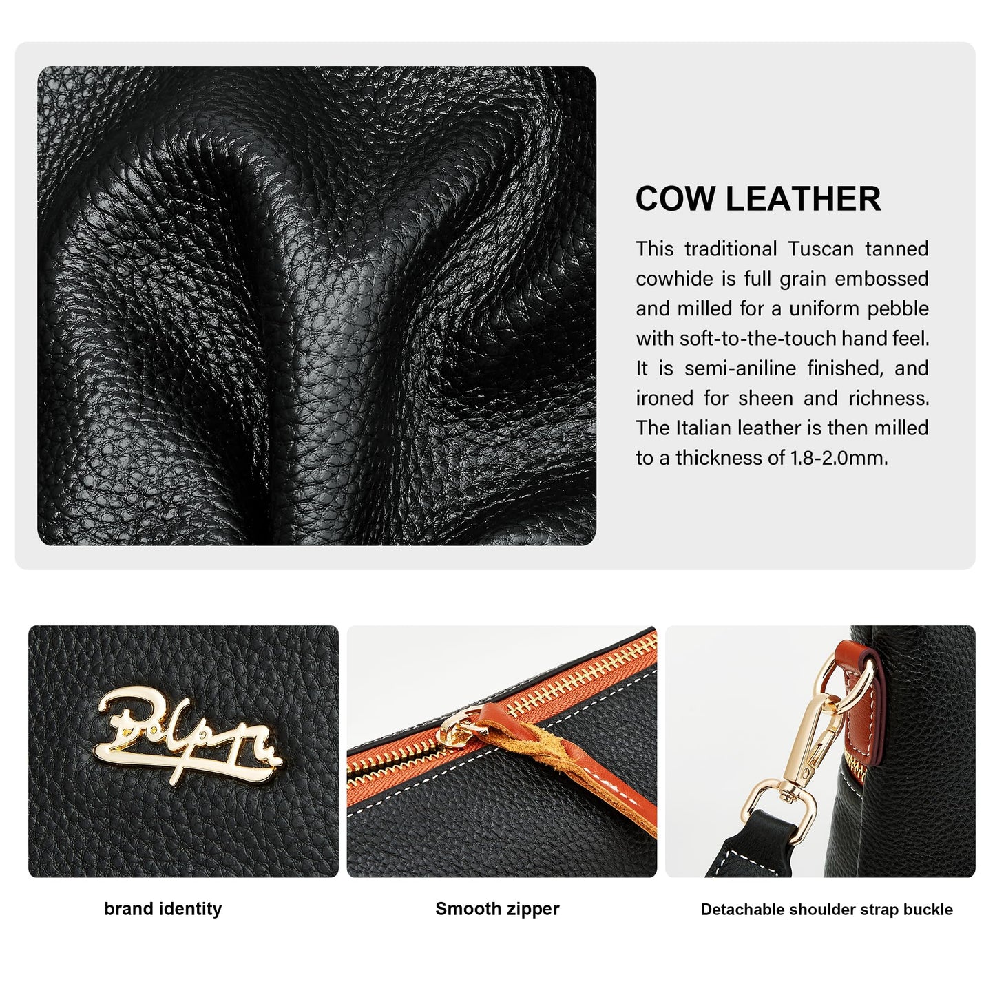 BOYATU Leather Crossbody Bag for Women: Designer Shoulder Purse for Travel - Trendy Genuine Leather Handbag for Everyday