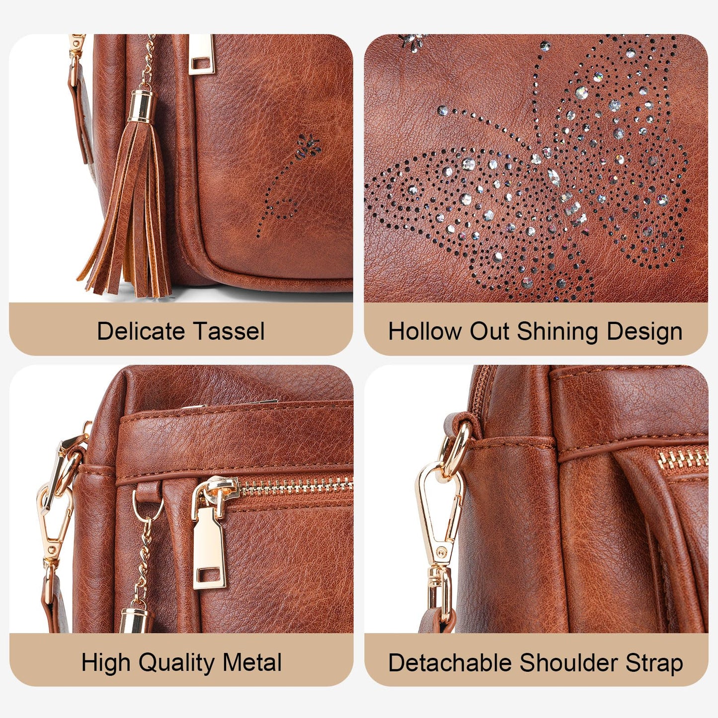 KITEVIUN Crossbody Bags for Women Trendy Leather Crossbody Purse Shoulder Handbags Butterfly Design
